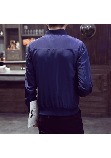 Varış İlkbahar Sonbahar Erkek Ceketler Katı Moda Mont Erkek Rahat Ince Standı Yaka Gri