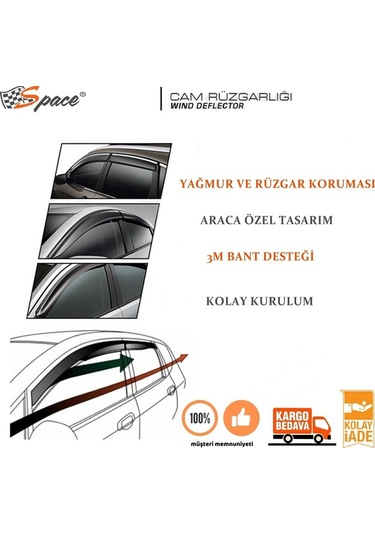 Space Space Cam Rüzgarlığı 1,2mm Hyundai/accent Blue 2012 4'lü Set / Caru315