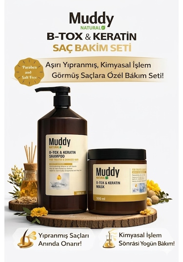 Muddy B-Tox & Keratin Şampuan ve Maske Bakım Seti