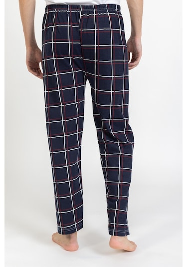 Erkek Kareli Desenli Tek Alt Pijama Lacivert-kırmızı Lacivert - Kırmızı