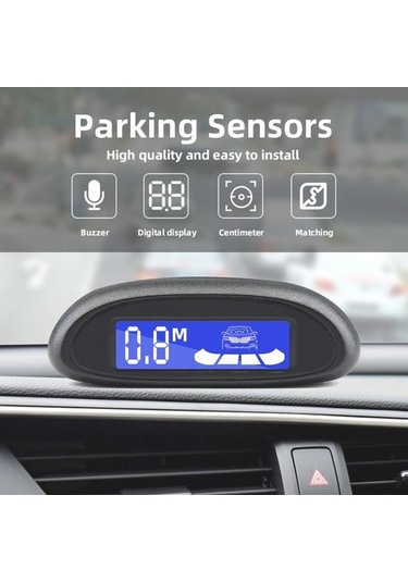 Beyaz Otopark Otomatik Led Park Sensörü Ve 4 Sensör Ters Yedekleme Park Radarı Monitör Dedektör Sistemi Ekran Geri Vites Radarı