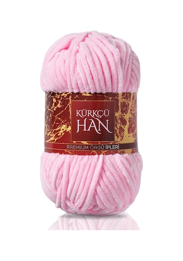 Kürkçü Han Kadife 100 G 95 M Örgü İpi Khkad Toz Pembe