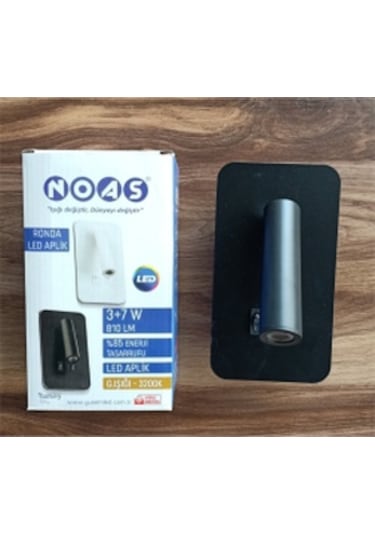 Noas YL85 0732 Siyah Kasa Ronda Led Dekoratif Aplik 3+7W 3200K Gün Işığı Siyah