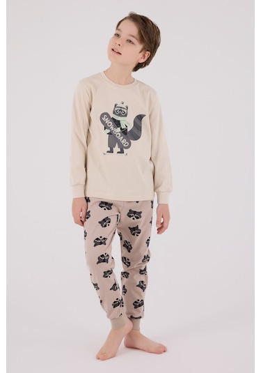Rolypoly Erkek Çocuk Krem Pijama Takımı Rp3668-c-v2