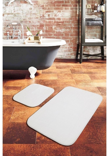 Peluş Banyo Paspas Beyaz Beyaz