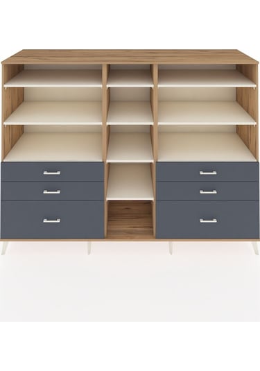 Kronos Dolap 10 Raflı 6 Çekmeceli 220x59x163 Çam-aytaşı/antrasit Çam-aytaşı/antrasit