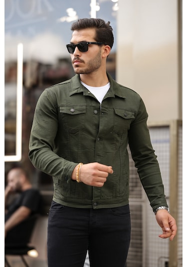 Haki Renk Erkek Kot Ceket-1453 Haki