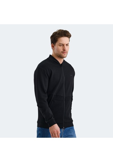 Slazenger VLAD Erkek Cepli Fermuarlı Siyah Sweatshirt