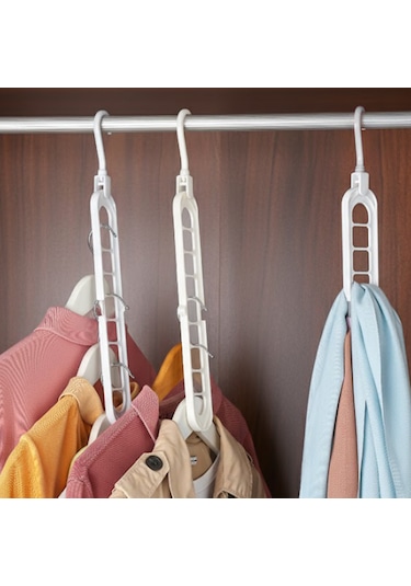 Porsima Org-250 6 Adet Çok Fonksiyonlu Dolap Içi Düzenleyici Organizer Sihirli Askı Tişört Gömlek Elbise Askısı Beyaz