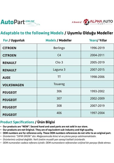 Citroen, Renault, Peugeot İçin Tampon Klipsi-uzun