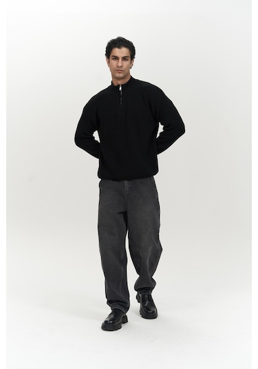Mathis Siyah Balıkçı Yaka Erkek Triko Kazak Siyah
