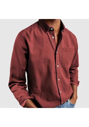 Erkek Gömleği Uzun Kollu Yakalı Erkek Gömleği Lacivert