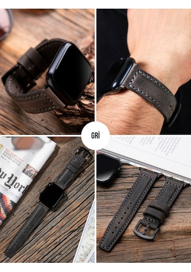 Apple Uyumlu Watch 42 44 45 49 Mm Ultra Deri Kordon Crazy