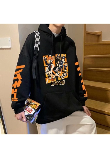 Pembe Anime Haikyuu Hoodies Tişörtü Erkek/kadın Karasuno Fly Yüksek Grafik Streetweed Kazak Kış Sıcak Unisex Anime Tişörtü Pembe