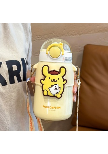 Lyon Çocuk Termos Kupası Öğrenci Dışan Karikatür Kupası - Pembe Pembe