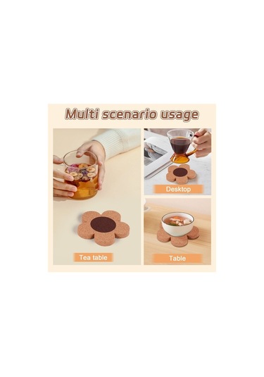 Ulzyvf Tarzı Seti Mantar Mantar Kalın Kahverengi Çiçek Bardak Bardak Altlıkları Altlığı Adet 12 Sv Kahverengi