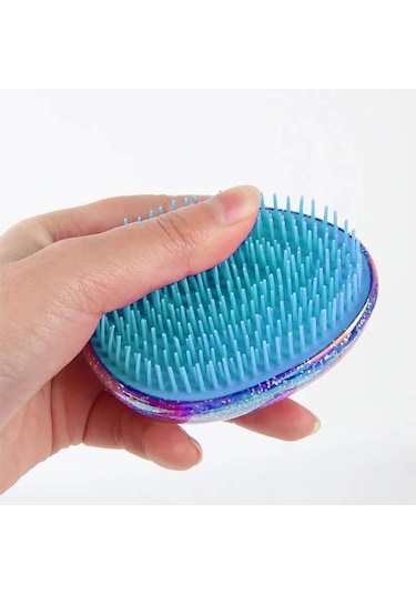 Koodmax Saç Şekillendirici Dolaşık Açıcı Çocuk Tarağı Oval Tarak Simli Koyu Mavi