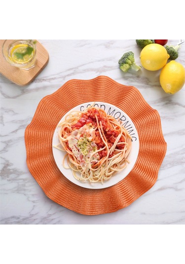 6 Adet 38 Cm Yuvarlak Amerikan Servisi, Dokuma Tasarım, Isıya Dayanıklı, Kaymaz, Diğer