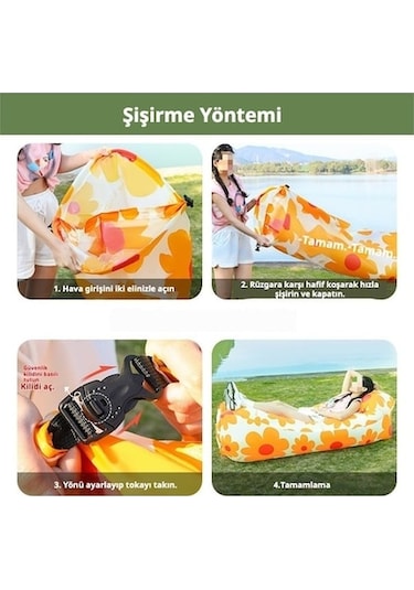 Ankatek Desenli Hava Koltuk, Baş Destekli Tek Kişilik, Kamp İçin Taşınabilir, Çok Renkli Çok Renkli Çok Renkli