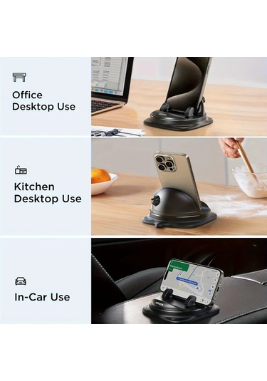 Xuweiwei Siyah 360 Derece Dönebilir Joyroom Araç İçin Ayarlanabilir Yaylı Telefon Tutucu Kaymaz Silikon