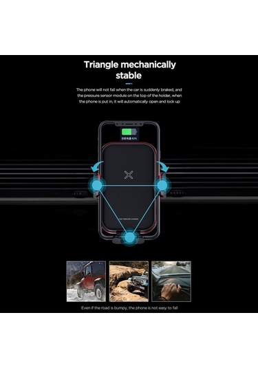 Moly Araç İçi Kablosuz Şarj Tutucu - 15w, 4.7-6.9, 8mm Algılama, Çoklu Koruma, Hızlı Şarj