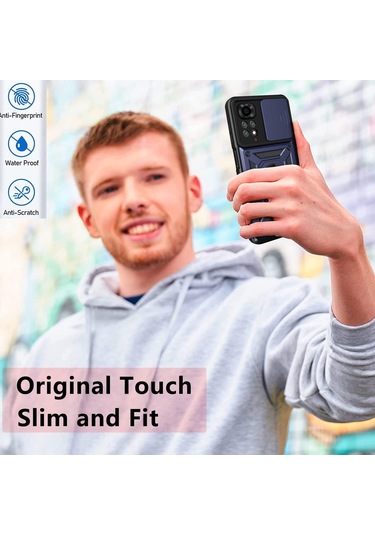 Xiaomi Redmi Note 11 Pro 4g Kılıf Kamera Koruma Sürgülü Antishock Magnetic Yüzüklü Standlı Kapak