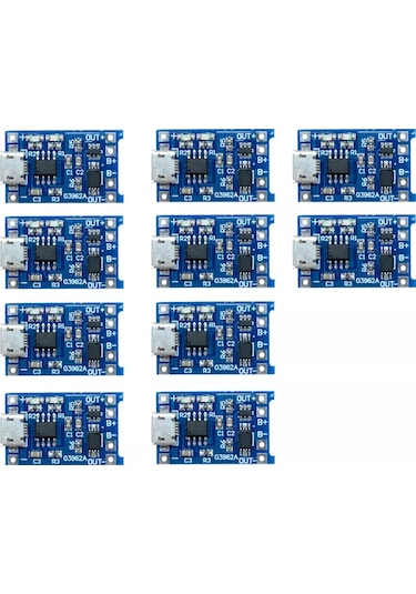 Goujon Li-ion 18650 Şarj Modülü, Tp4056 Micro Usb, 10 Adet 250138899