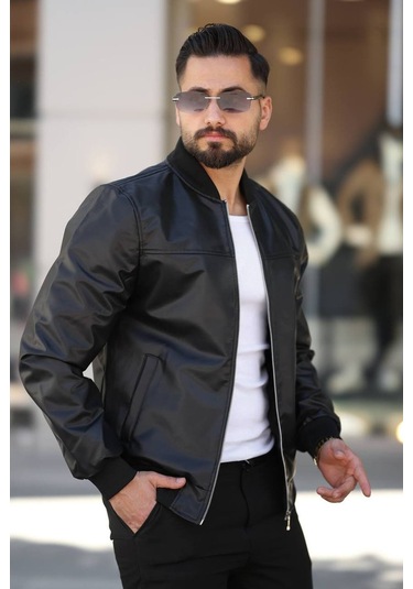 Erkek Süet Kolej Ceket Siyah Düz Deri