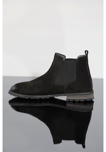 Konfores 1355 Anatomik Tabanlı Hakiki Deri Erkek Klasik Bot - Nkt Siyah Nubuk