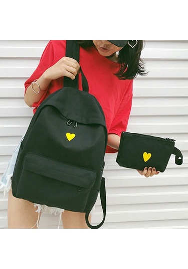 Lebıhmurah Wbp1532 Kadın Sırt Çantası Kanvas Baskılı Kalp Sırt Çantası Kore Tarzı Öğrenciler Se Kız Okul Kadın Sırt Çanta 47797221 Lacivert