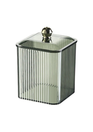 Şeffaf Yeşil Küçük Pamuklu Çubuk Kutusu, Kozmetik Pamuk Saklama Kutusu, Toz Geçirmez Ve Şeffaf A