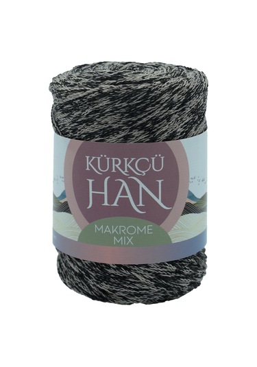 Kürkçü Han Makrome Mix 200gr 120m El Örgü İpi Gri-siyah