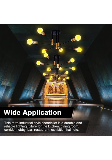 Neoglint Tavan Lambası 6 Işıklı Modern Metal Avize Siyah - Altın Diğer