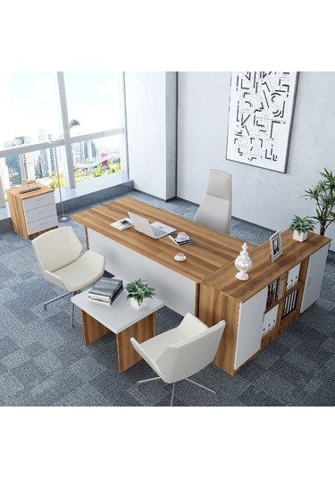 Pasha 4'lü Ofis Takımı  Model 6 Ceviz Beyaz