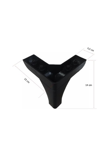 4 Adet Bella Lükens Ayak Mobilya Koltuk Çekyat Ayağı 14 Cm Siyah