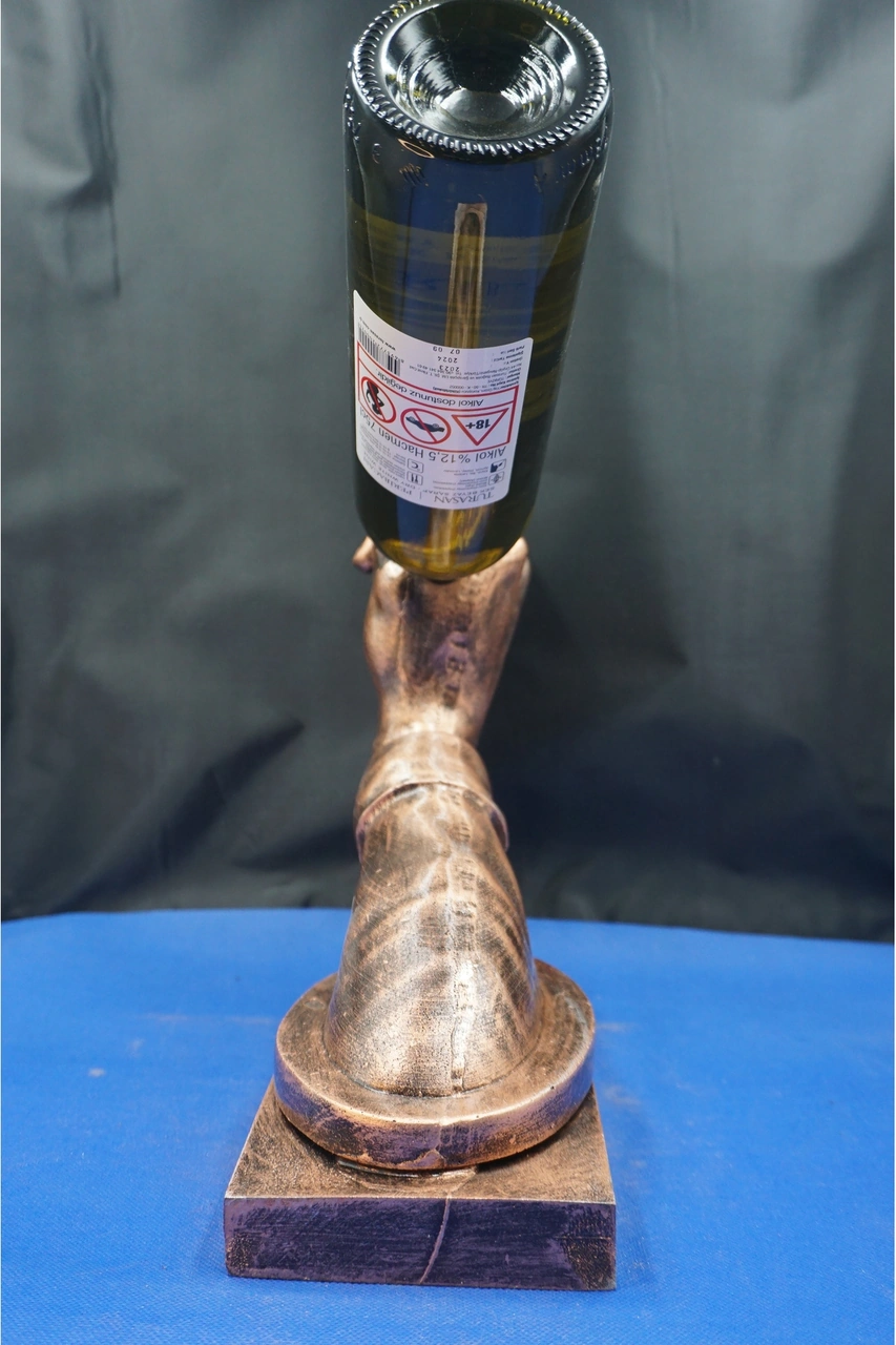 Özel Tasarım Şaraplık Yağdanlık Nh. Biblo Heykel Ev Dekorasyon Hediyelik Aksesuar 27 Cm Bronz