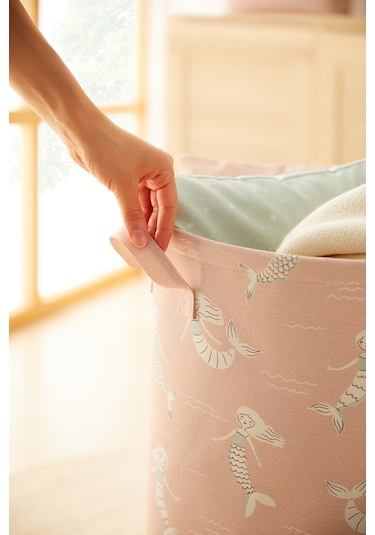 Ocean Home Textile Çocuk Odası Ağzı Büzgülü Deniz Kızı Oyuncak Sepeti 36 x 48 cm