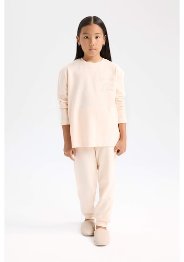 DeFacto Kız Çocuk Pijama Takımı Uzun Kollu Üst Beli Lastikli Alt D6655A824WNPN434 Pembe DeFacto Kız Çocuk Pijama Takımı Uzun Kollu Üst Beli Lastikli Alt D6655A824WNPN434 Pembe
