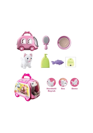 Jnd-6801 Taşıma Araba Çantalı Hareketli Pilli Kedi Set -vardem Oyuncak Standart