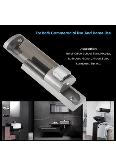 Symbee "duvar Tipi Manuel Sabunluk - 200ml Kapasiteli, Çift Montaj Seçeneği Vida Veya Yapışkan , Şeffaf Gövde, Sıvı Sabun/şampuan İçin" Gümüş