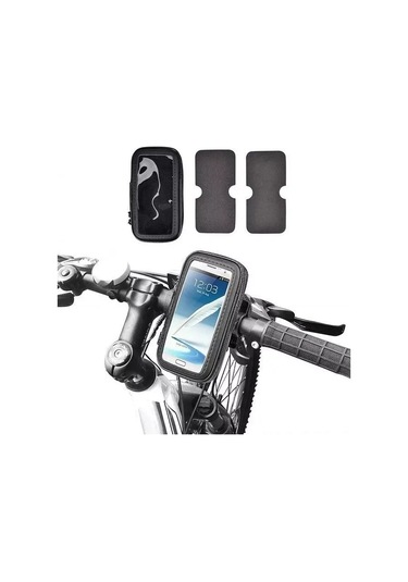 Samdoo Bisiklet İçin Su Geçirmez Telefon Kılıfı Ve 360 Dönen Tutucu - 6.3 İnç Telefonlar İçin Siyah Paket Kılıf + Tutucu + Renkli Kutu Siyah