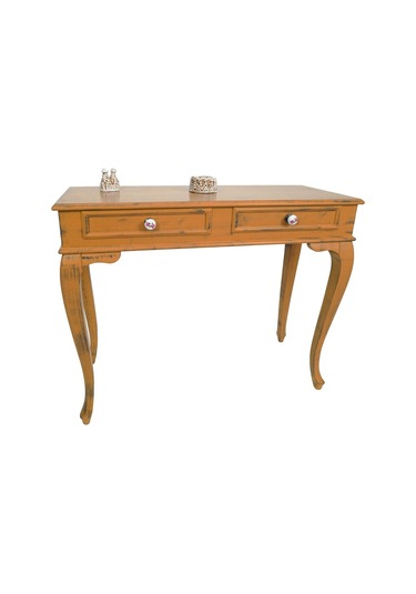 Masifart Latus 100 Cm Hardal Eskitme Dresuar Çekmeceli Makyaj  Mas Kahverengi