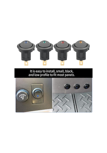 Singree 12v Dc 20a Dairesel Anahtar Switch 20 Adet - 4 Renkli Led Işıklı Mavi,kırmızı,yeşil,turuncu Spst On/off Kontrol Paneli Kurulumlu Diğer