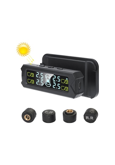 Sones Araba Yüksek Hassasiyetli Solar Şarj Lastik Basıncı İzleme Sistemi Tpms, Harici Bip Sensörü