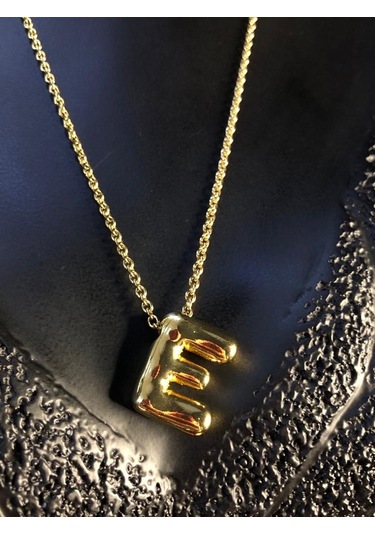 Vog 316 L Paslanmaz Çelik Balon E Harf Sarı Renk Sevgiliye,eşe,anneye,arkadaşa Hediye Kolye Sarı