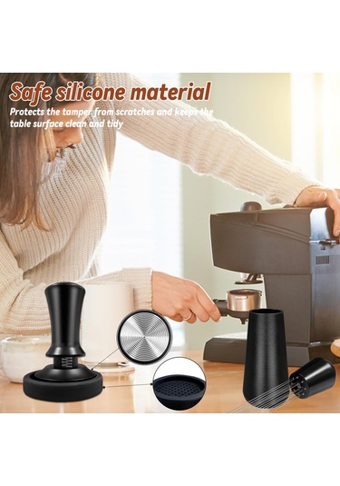 Hfambition 3'lü Espresso Alet Seti: 51mm Kalibreli Tamper, Wdt Çekirdek Aleti Ve Manyetik Dosing Funnel Siyah