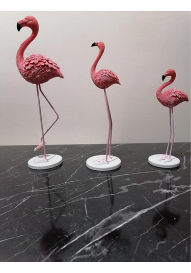 Metal Ayaklı 3 Lü Flamingo Pembe