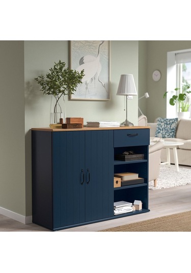 Büfe, Derinlik: 37.5 Cm Yükseklik: 90 Cm Genişlik: 120 Cm Depolama Ve Organizasyon Vitrin Mavi-siyah Mavi