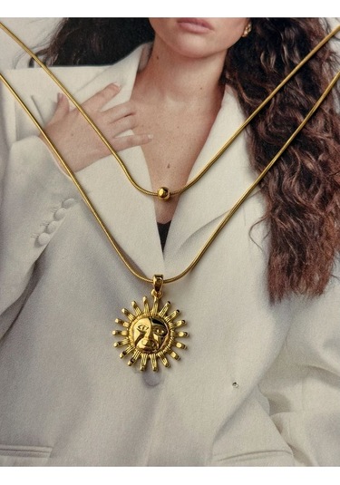 60 Cm Güneş Paslanmaz Çelik Kararmaz Kadın Kolye Modern Ve Şık Altın