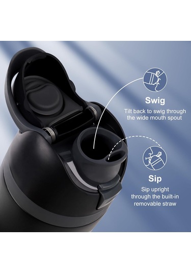 Geeroyoo Sıcak/soğuk İçecekler İçin防漏 Pp Materyal Su Bardakı Değişim Kapak 16/24/32/40 Oz Uyumlu, Tek Tuş Açılış, Siyah Siyah